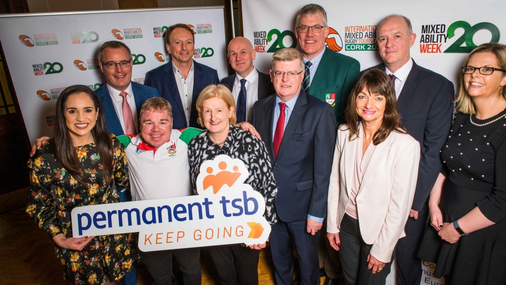 Permanent TSB team - headline sponsors of IMART 2020 at the launch of  launch IMART 2020 (International Mixed Ability Rugby 2020) and MAW 20 (Mixed Ability Week 20). 

Photo Joleen Cronin