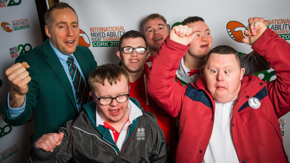 Members of the Sunday's Well Rebels at the launch of  launch IMART 2020 (International Mixed Ability Rugby 2020) and MAW 20 (Mixed Ability Week 20). 

Photo Joleen Cronin